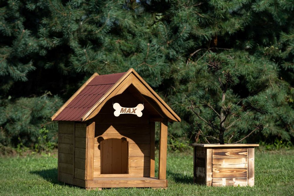 Średnia buda dla psa z tarasem ocieplana Najlepsza OFERTA