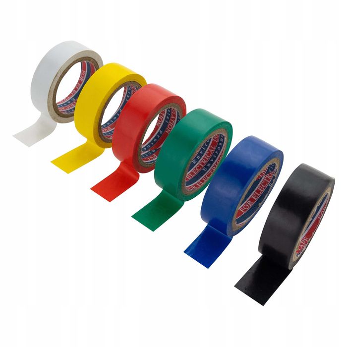 Taśma izolacyjna kolorowa wodoodporna elastyczna PVC 6m x 17mm 6 szt.