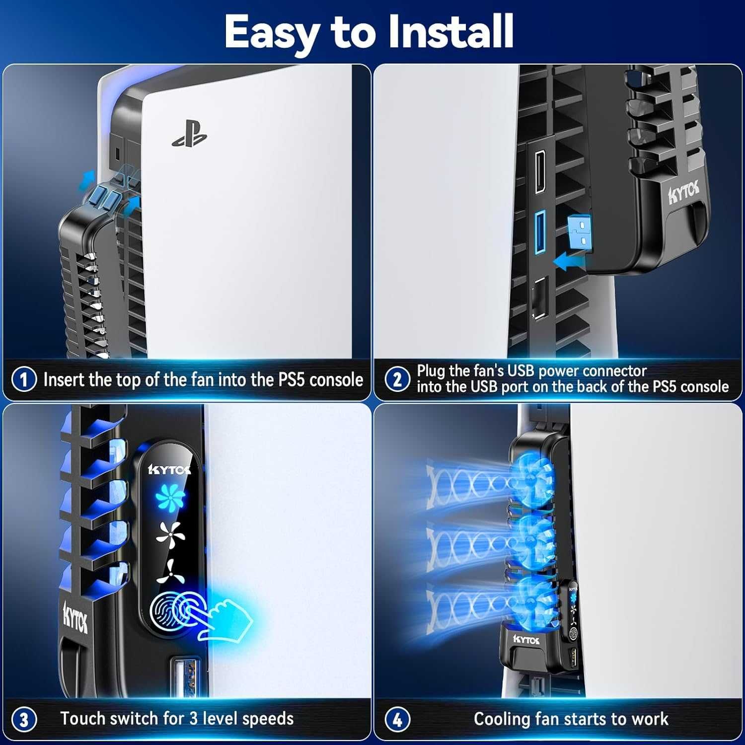 Wentylator zewnętrzny do PS5 Digital Disck 3 prędkości USB SPP710
