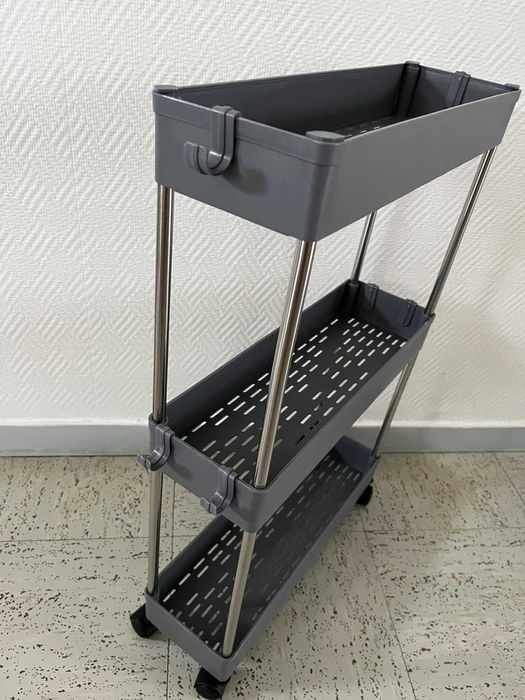 Wózek na kółkach 3 półki do kuchni łazienki szary NOWY