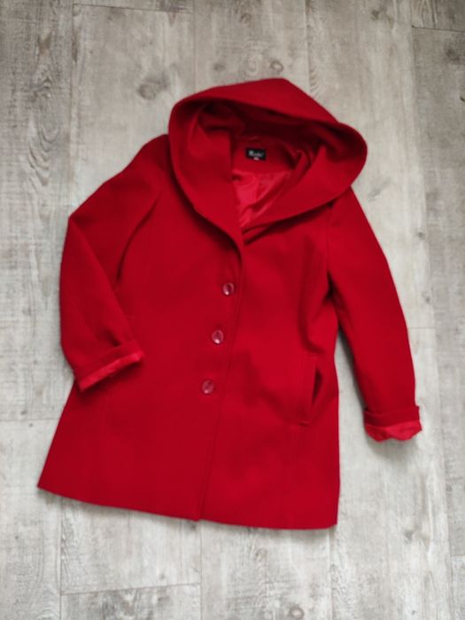 Nowy czerwony płaszcz damski zimowy 48 Martex