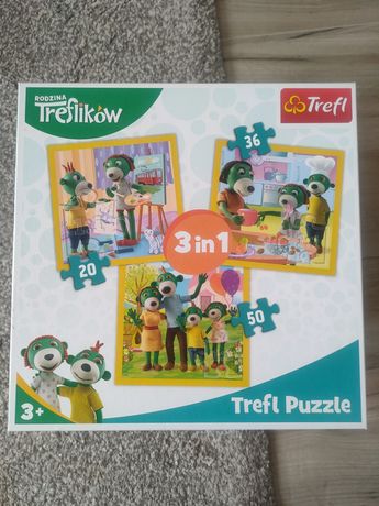 Puzzle trefl 3w1 rodzina Treflików stan idealny