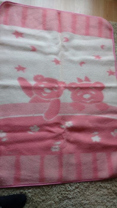 Новое шерстяное одеяло д/девочки 142х105см