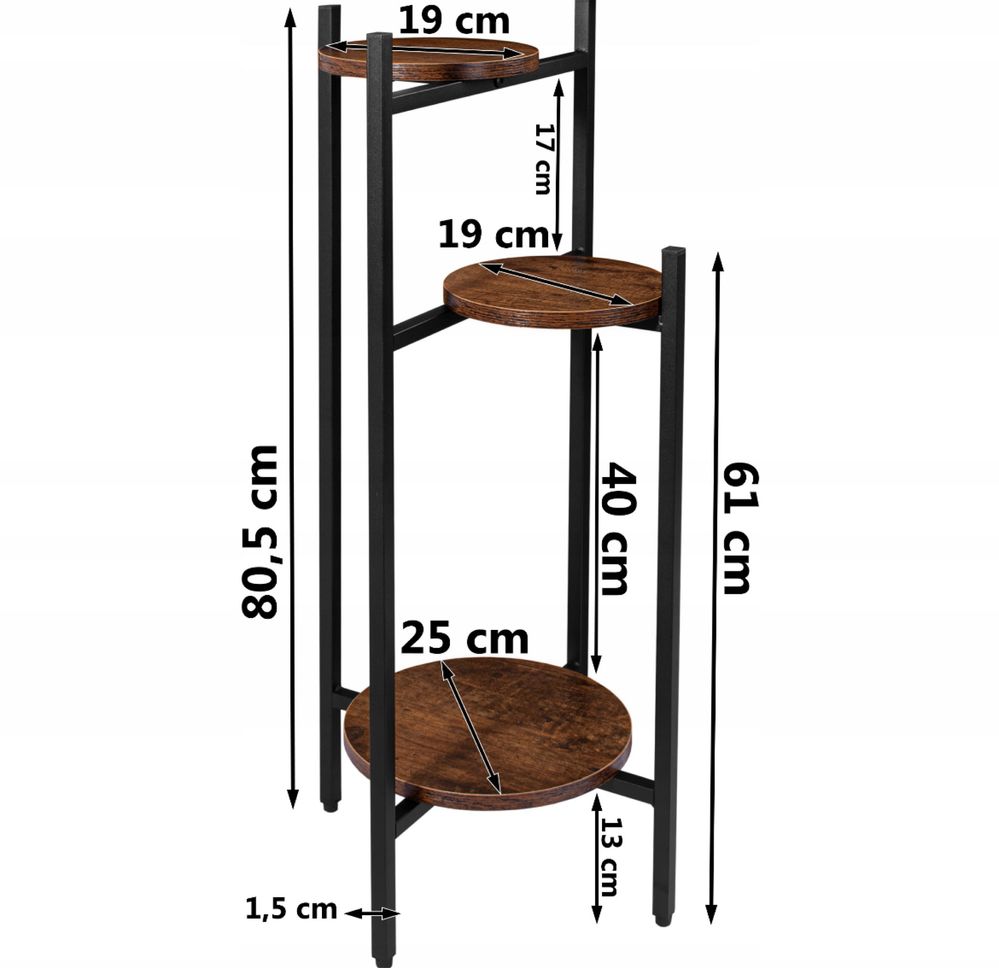 Stylowy i solidny kwietnik stojący rustykalny loft 80cm