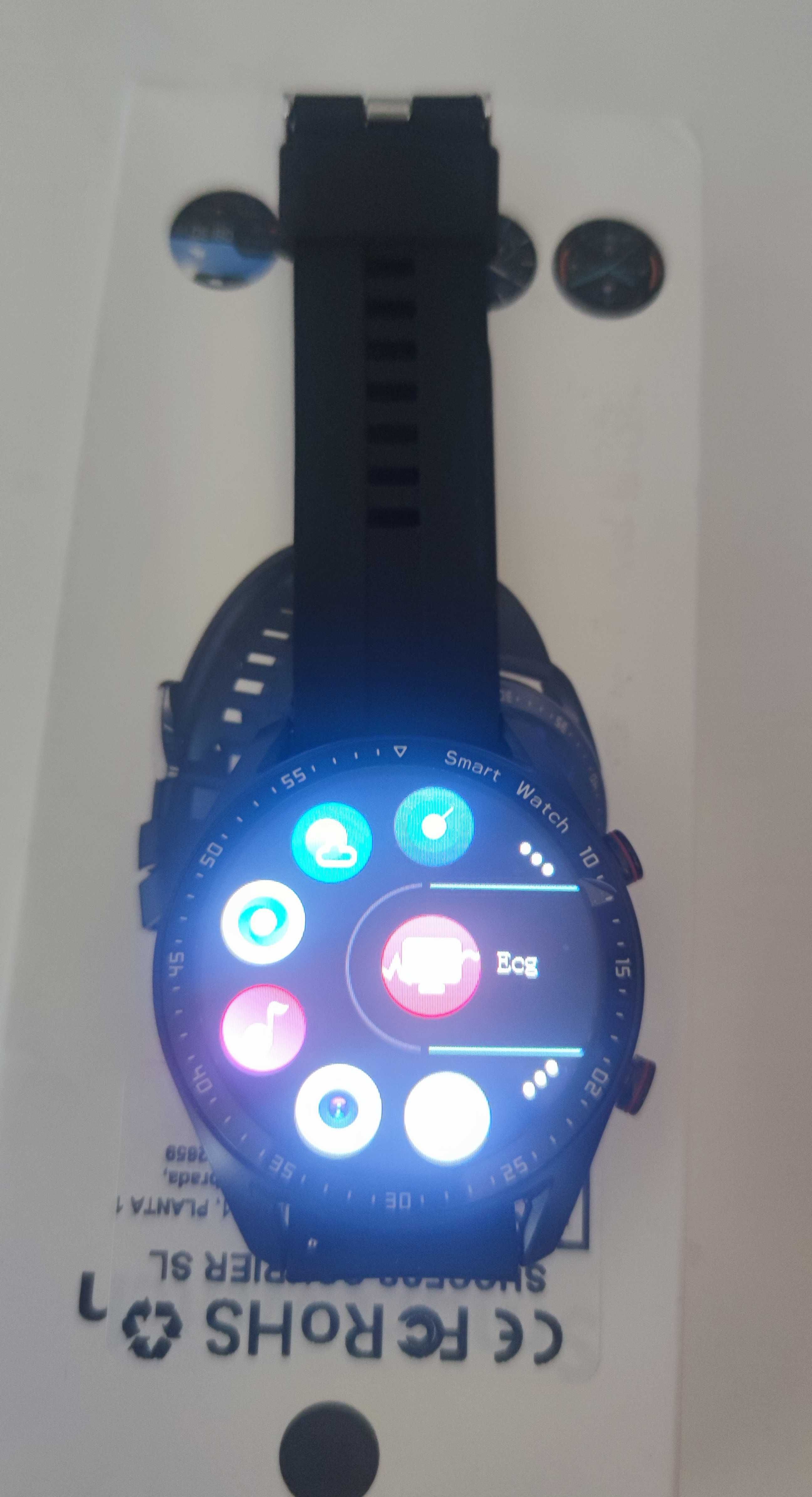 Smart watch 1.28" ekran, 200mAh,IP67,BT4.0, APP, polski,sen,PPG,czarny