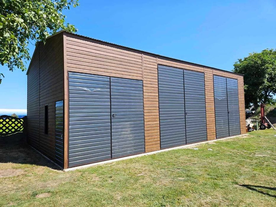 Duży Garaż Blaszany Niskie Ceny|Magazyn|Hala|Wiata GRAFIT  - GRZYWSTAL