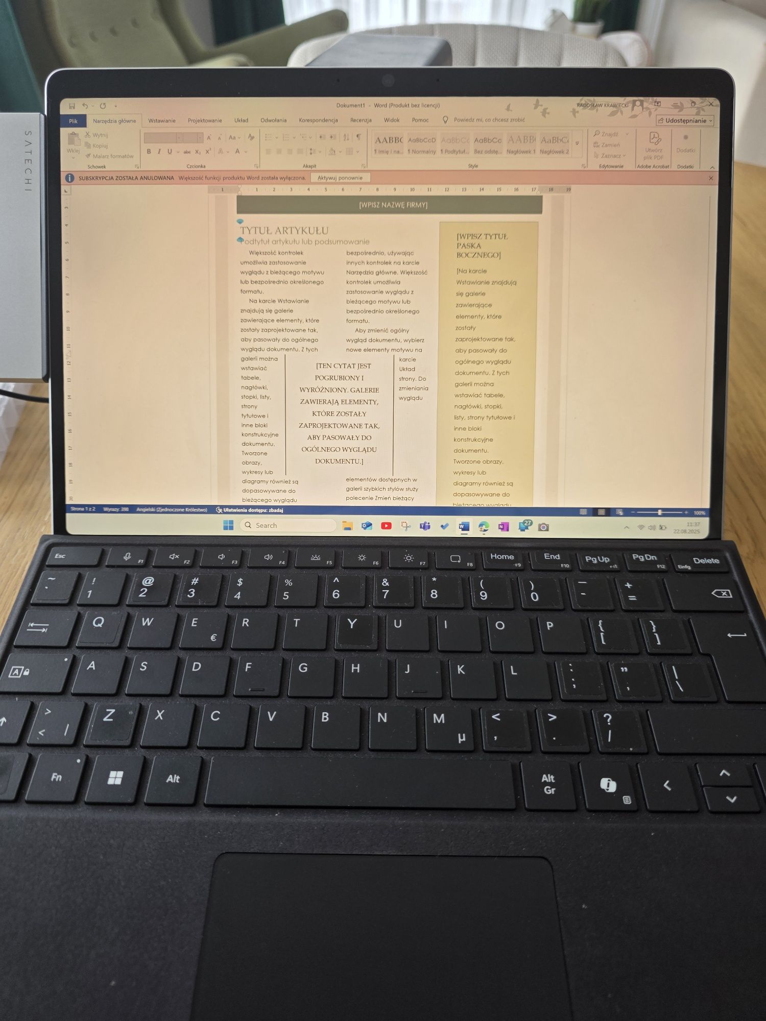 Microsoft surface 11 pro snapdragon 12 mies. gwar.