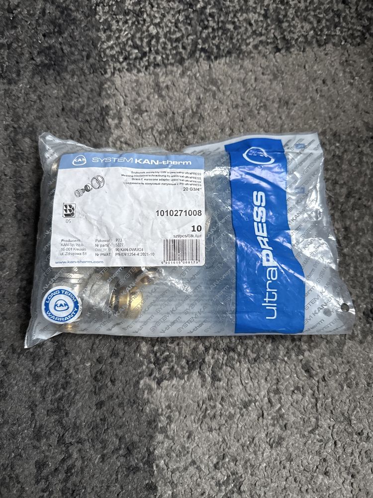 Śrubunek mosiężny GW uniwersalny do rur alupex- 20 G3/4" Kan-therm