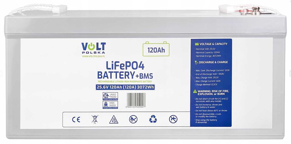 LiFePo4 акумулятор Volt Polska 120Ah 25,6V 6AKLI24120