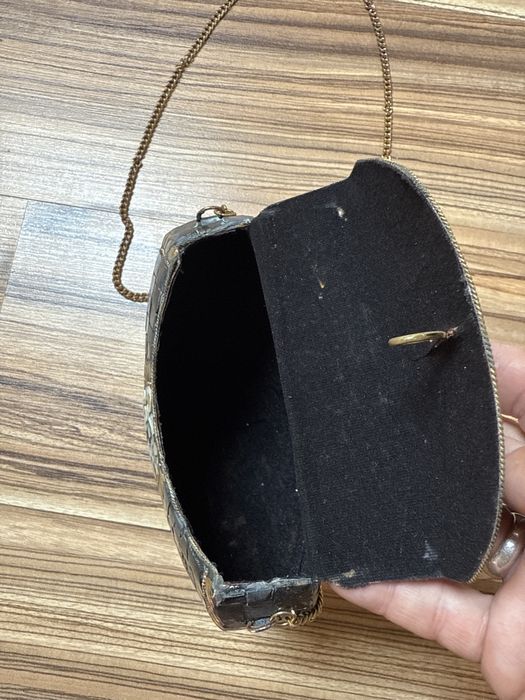 Manufaktura recznie wykonana torebka z mosiądzu i masy perlowej