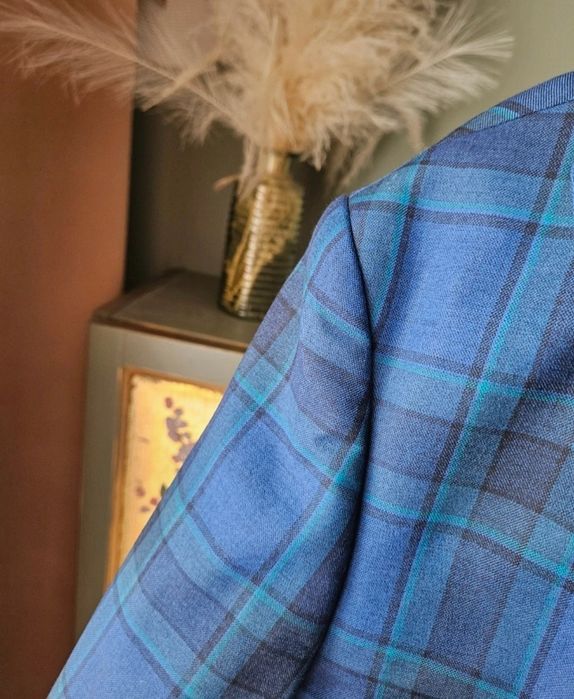 Luksusowa Bielenia Bespoke Marynarka Wełniana Krata Tartan Unisex/Over