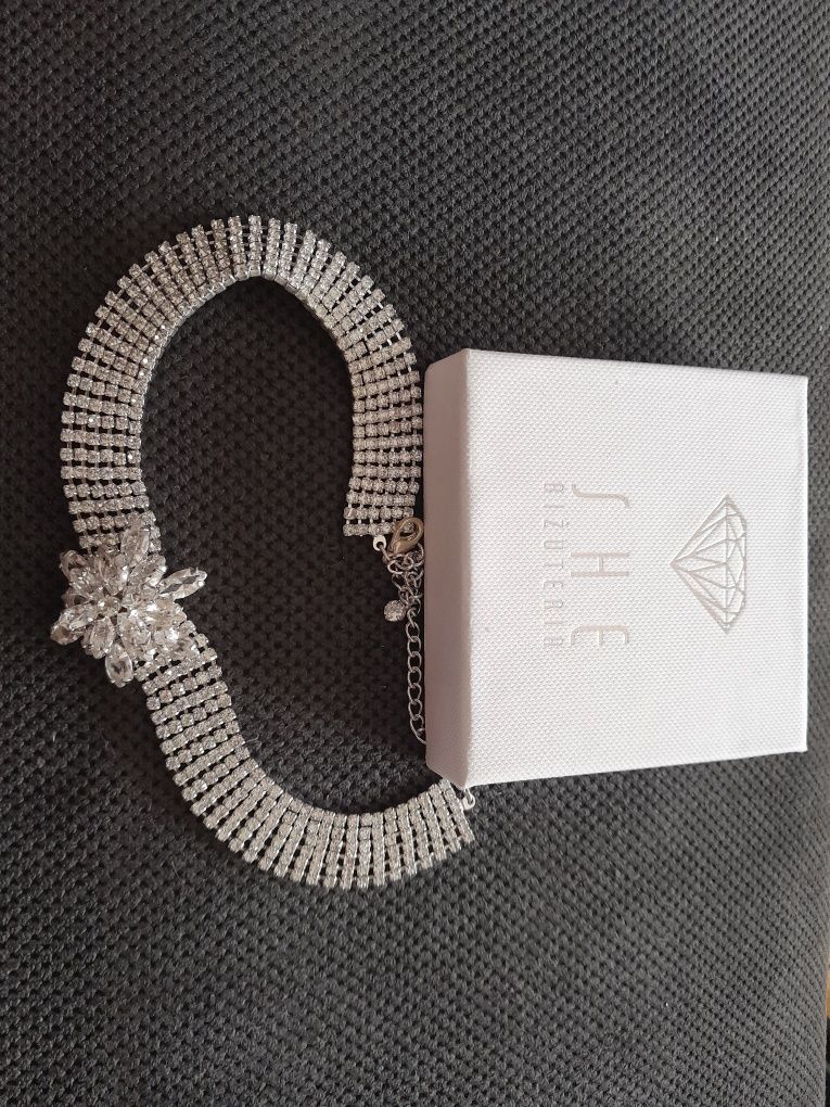 Naszyjnik choker kryształki np na ślub ślubny