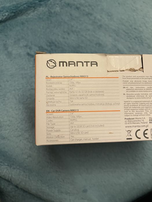 Rejestrator samochodowy Manta MM313 nowy !