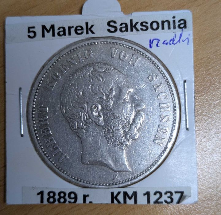 5 marek mark Albert Koenig von Sachsen 1889