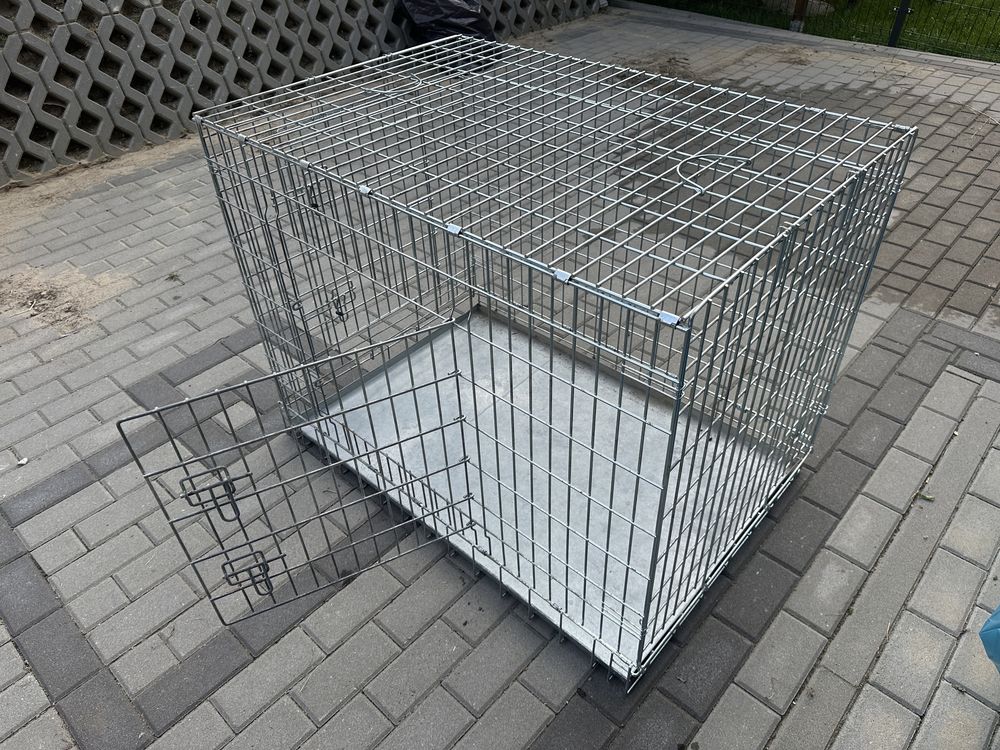 Duża bardzo wytrzymała klatka metalowa kojec dla psów psa 106x71x81 cm
