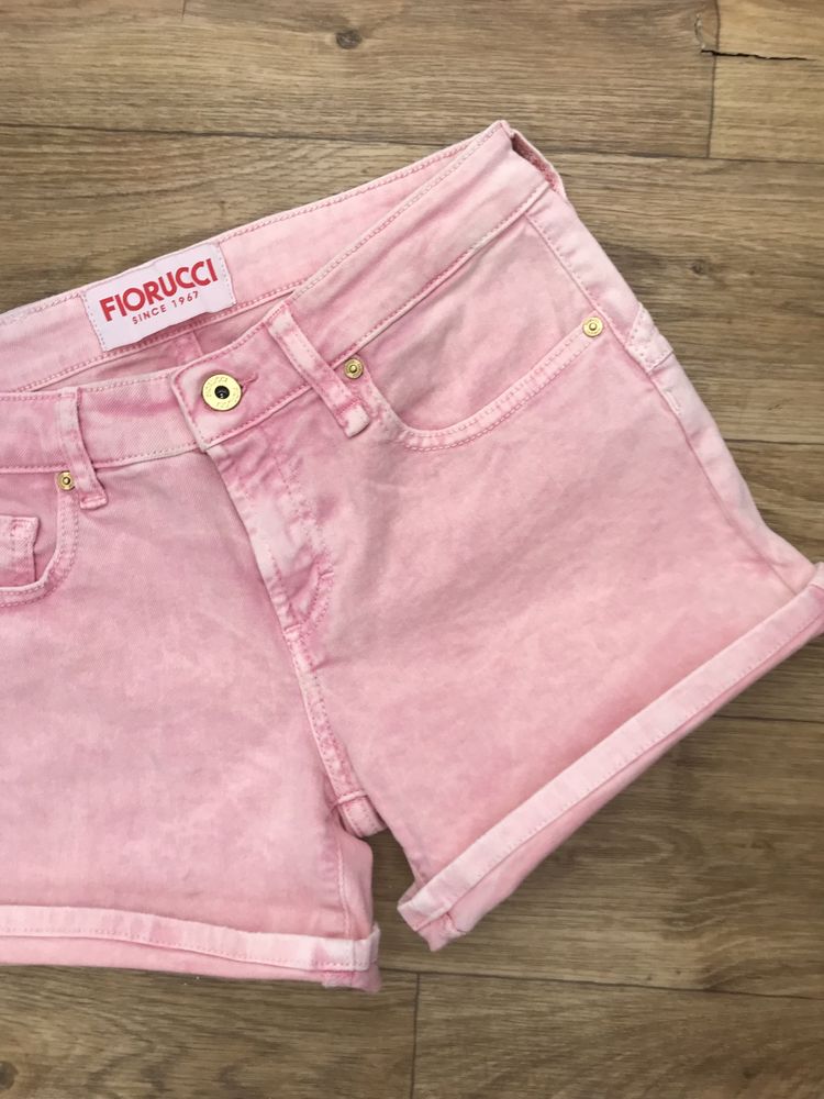 Шорты Fiorucci коттоновые S, M розовые с разводами, новые