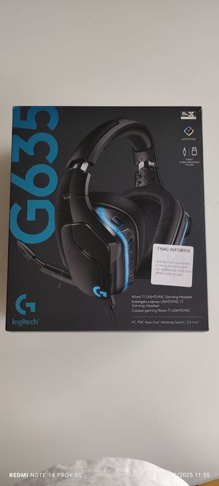 Logitech G G635 Conjunto de auscultadores e microfone acoplado Preto,