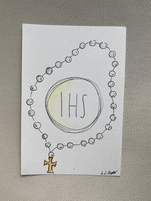 Kartka okolicznościowa pamiątka pierwszej komunii świętej różaniec