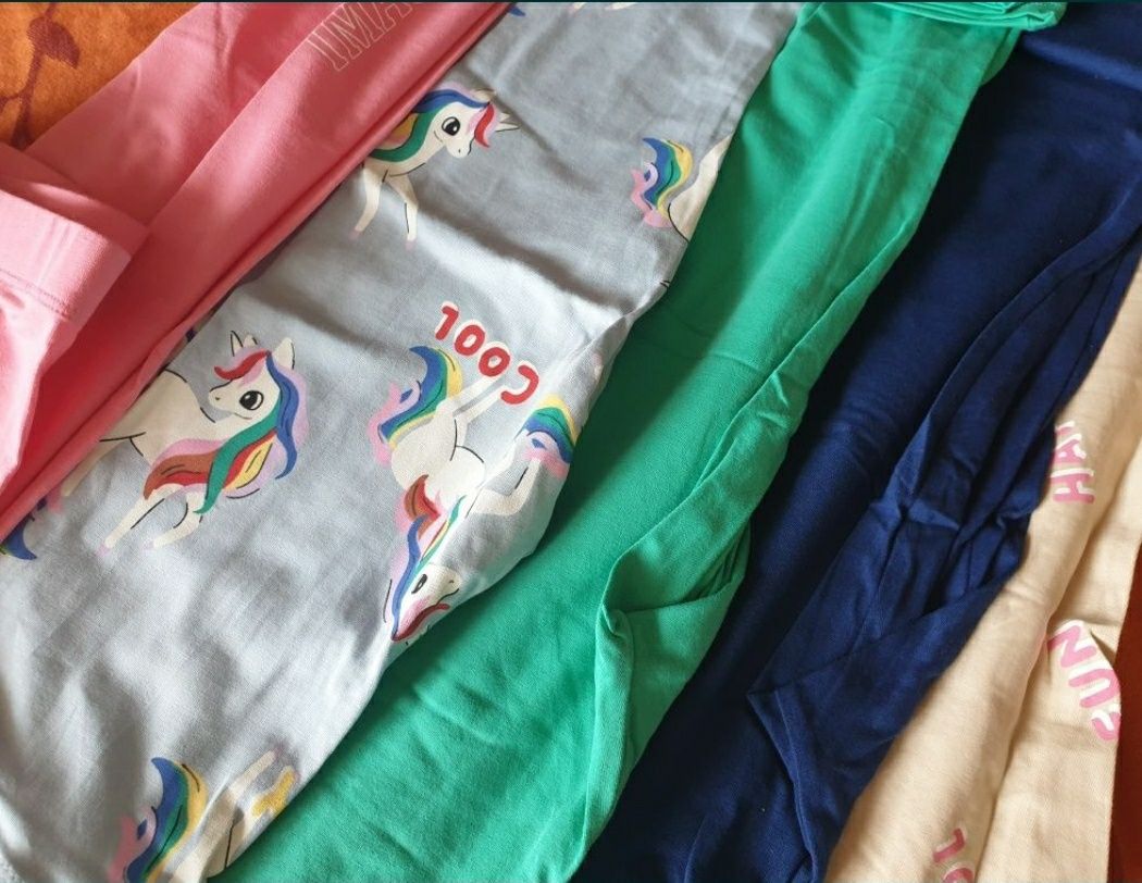 NOWE legginsy spodnie H&M 5-pak r. 128/134 bawełna jednorożec zestaw