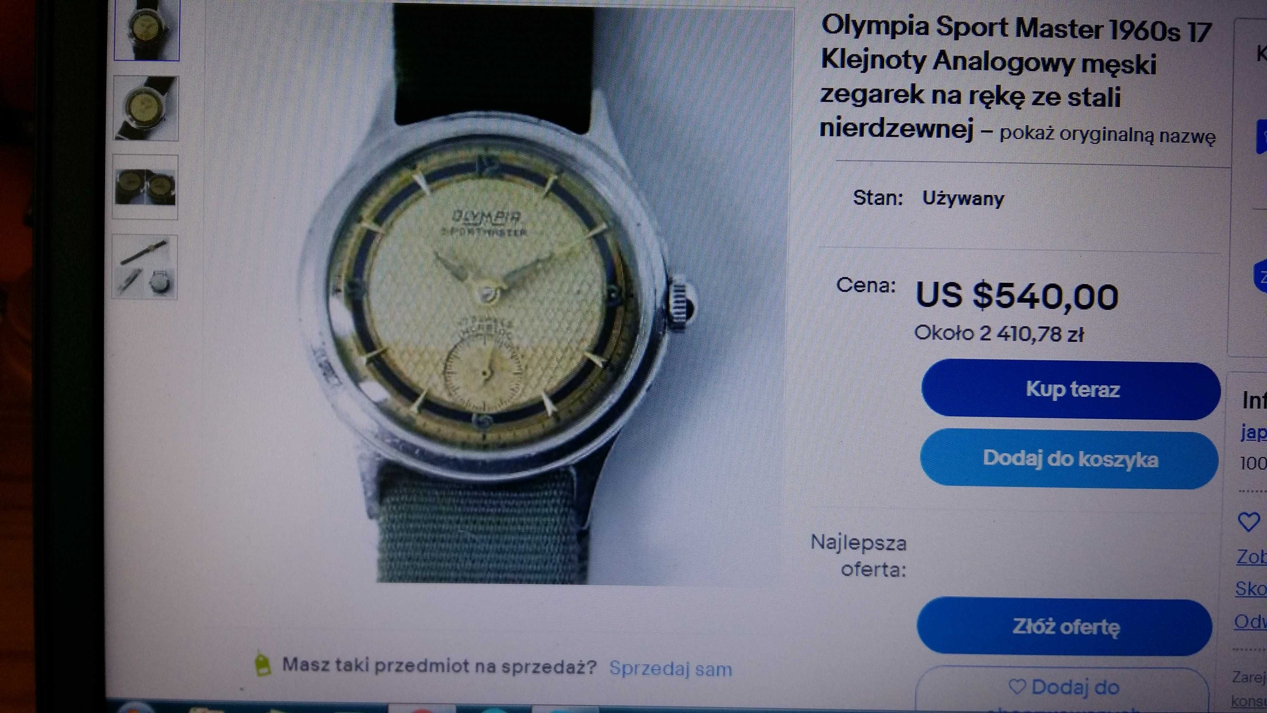 Zegarek Olympia Sport Master Swiss stal nie srebro.
