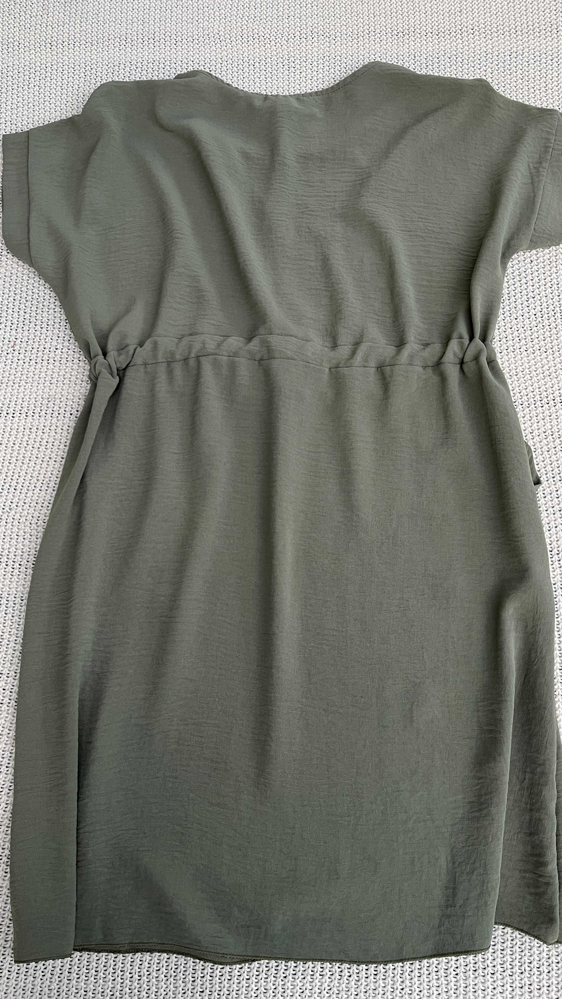 Prosta letnia sukienka na co dzień khaki 42 basic casual