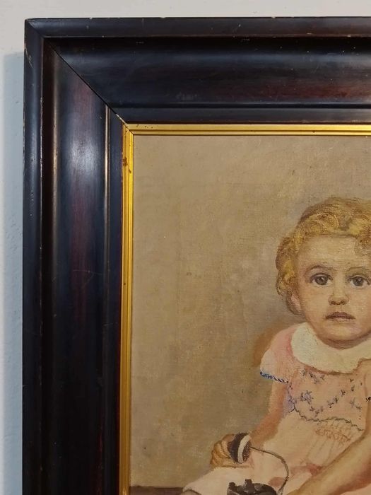 Stary obraz na płótnie sygnowany portret