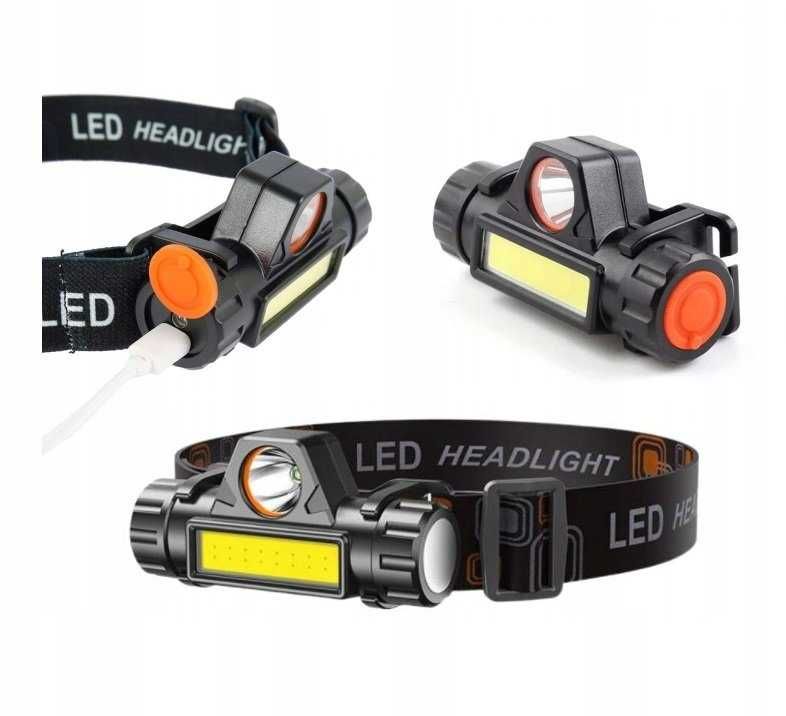 Latarka czołowa z magnesem cob led czołówka 4w1 lampka usb akumulator