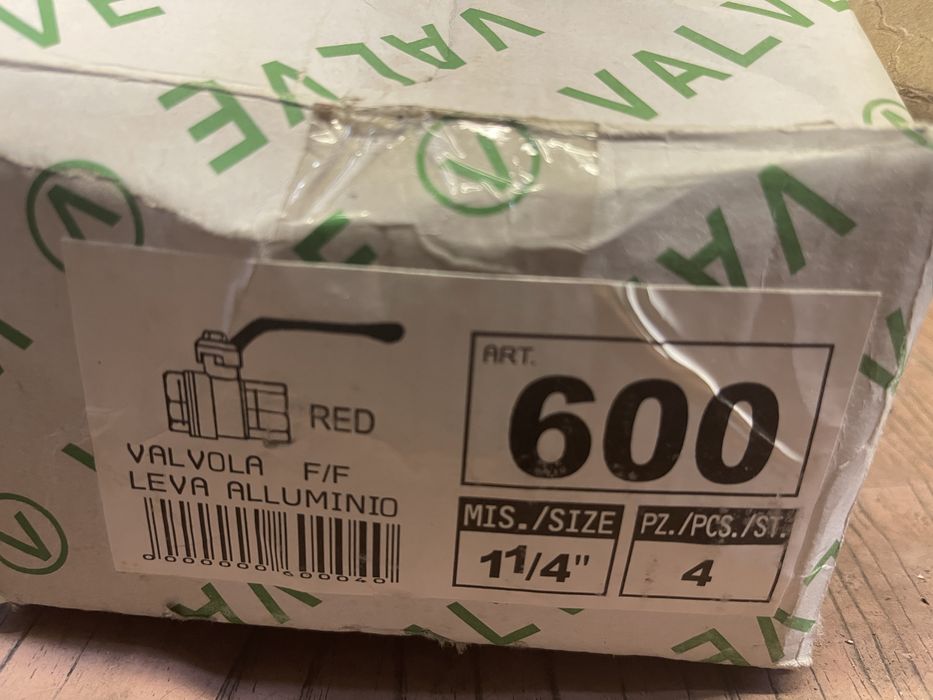 Новый итальянский шаровый кран Valvo тип 600 ВВ Ду 32, 1’1/4.