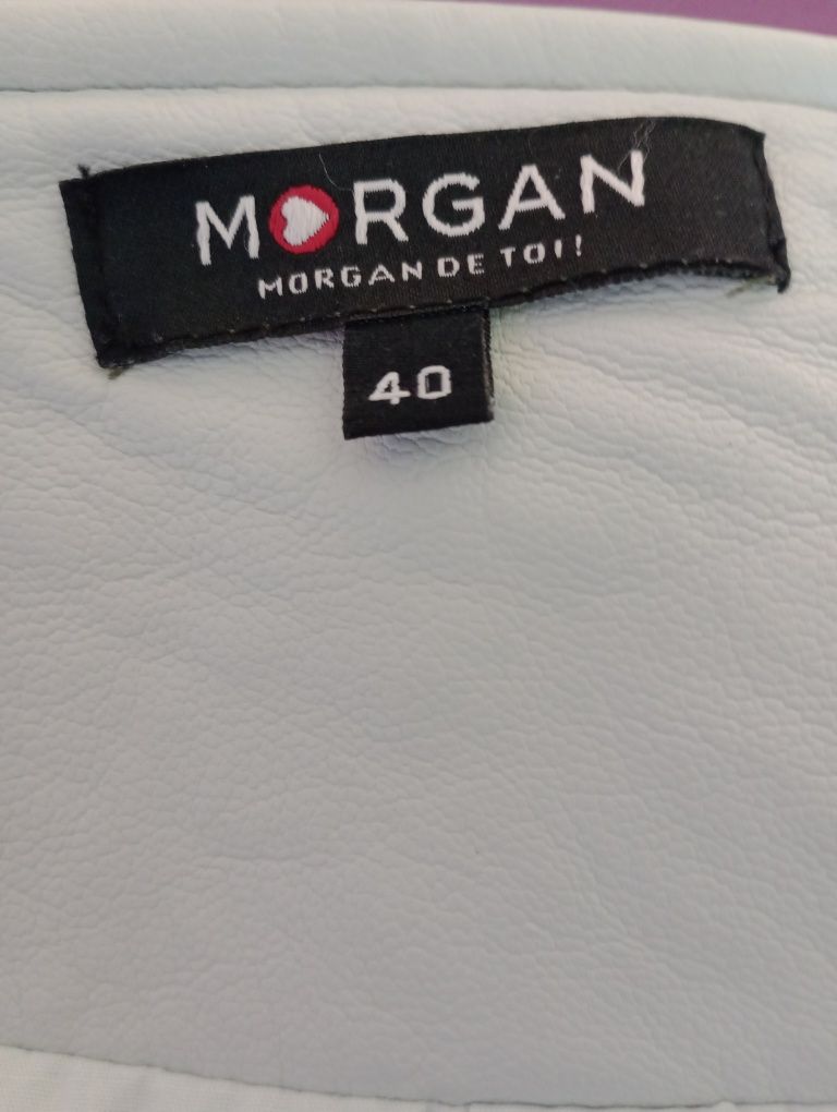 Стильна Курточка-косуха  Morgan, жіноча, екошкіра, світло-блакитного к