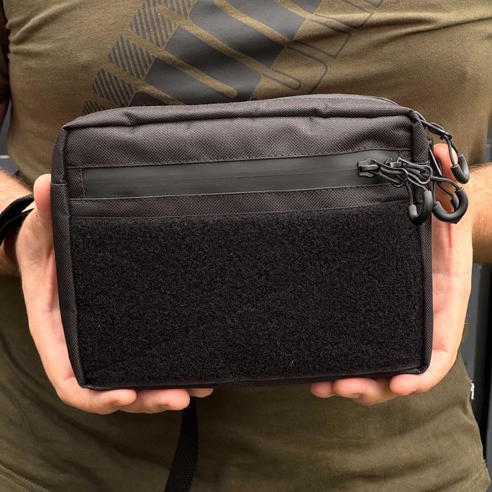 Тактична сумка через плече чоловіча чорна з липучкою під патчі