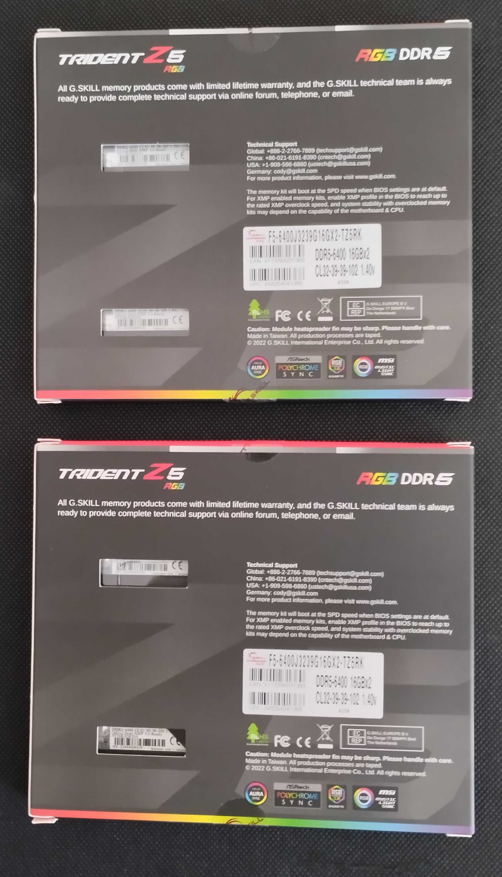 Memória RAM G.SKILL Trident Z5 RGB DDR5-6400Mhz (16GBx2) NOVAS