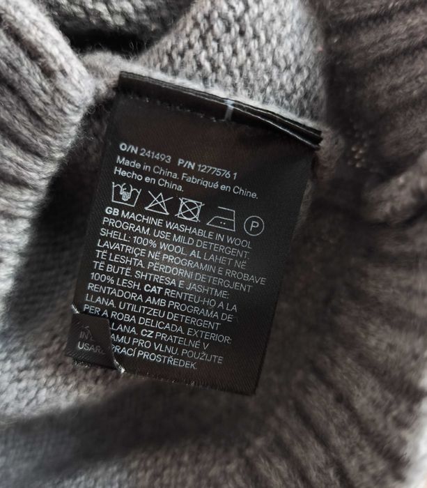 Szary wełniany top sweter z krótkim rękawem na guziki H&M Premium S