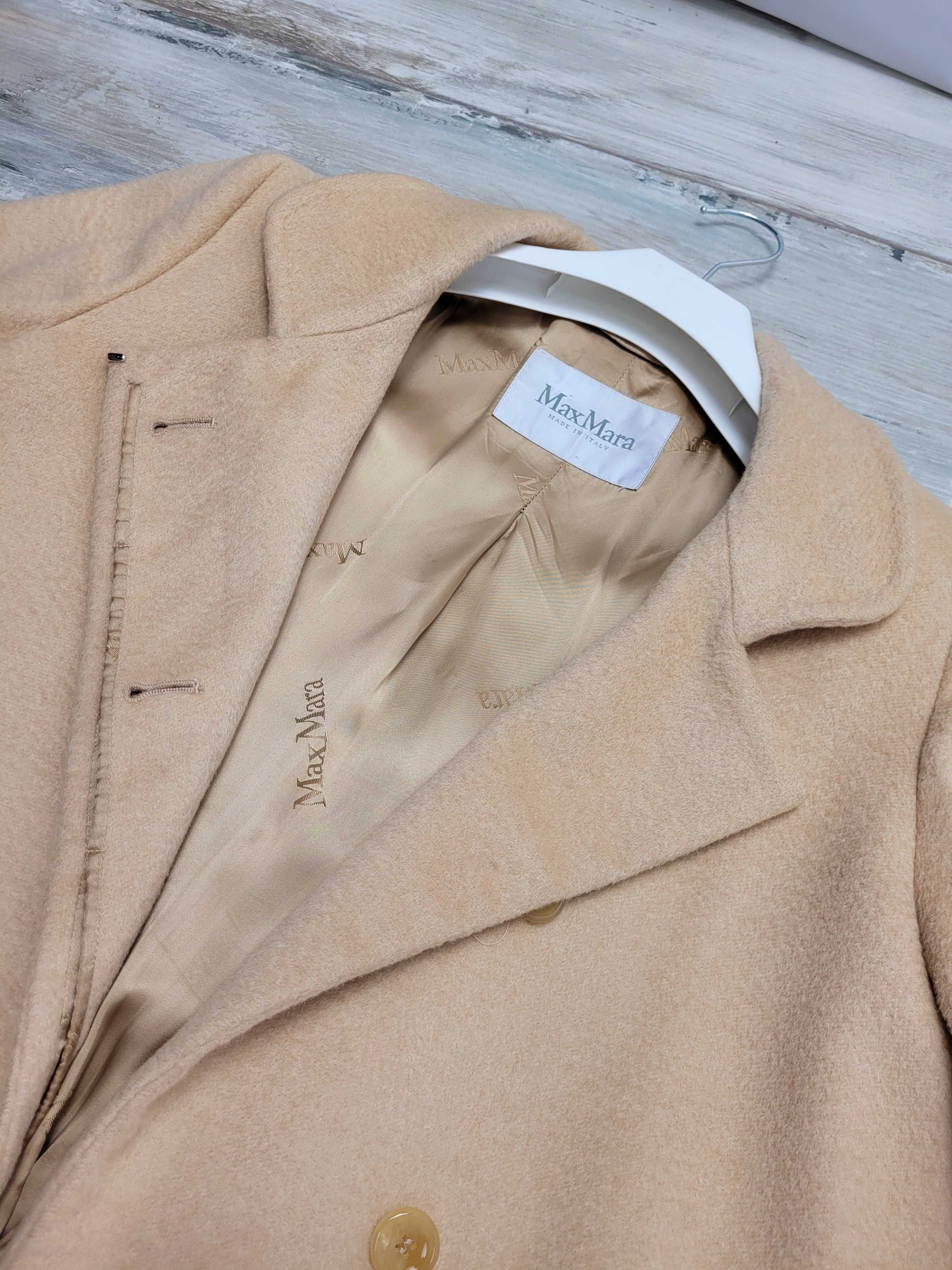 MAXMARA Coat wielbłąd wool klasyczny płaszcz camel premium