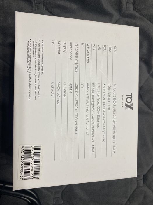 TOX1 4/32 Гб Smart TV Box Android
