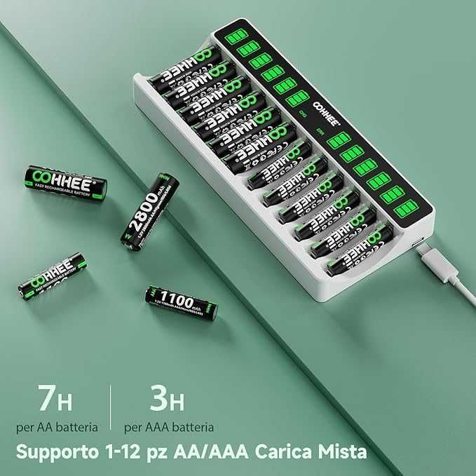 OOHHEE Інтелектуальний зарядний пристрій для акумуляторів AA AAA