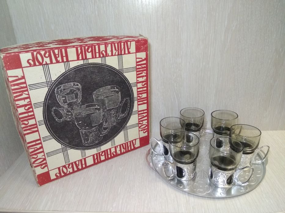 Коньячный набор,рюмка,стопка,бокал,чашка,СССР,тарелка,посуда,поднос