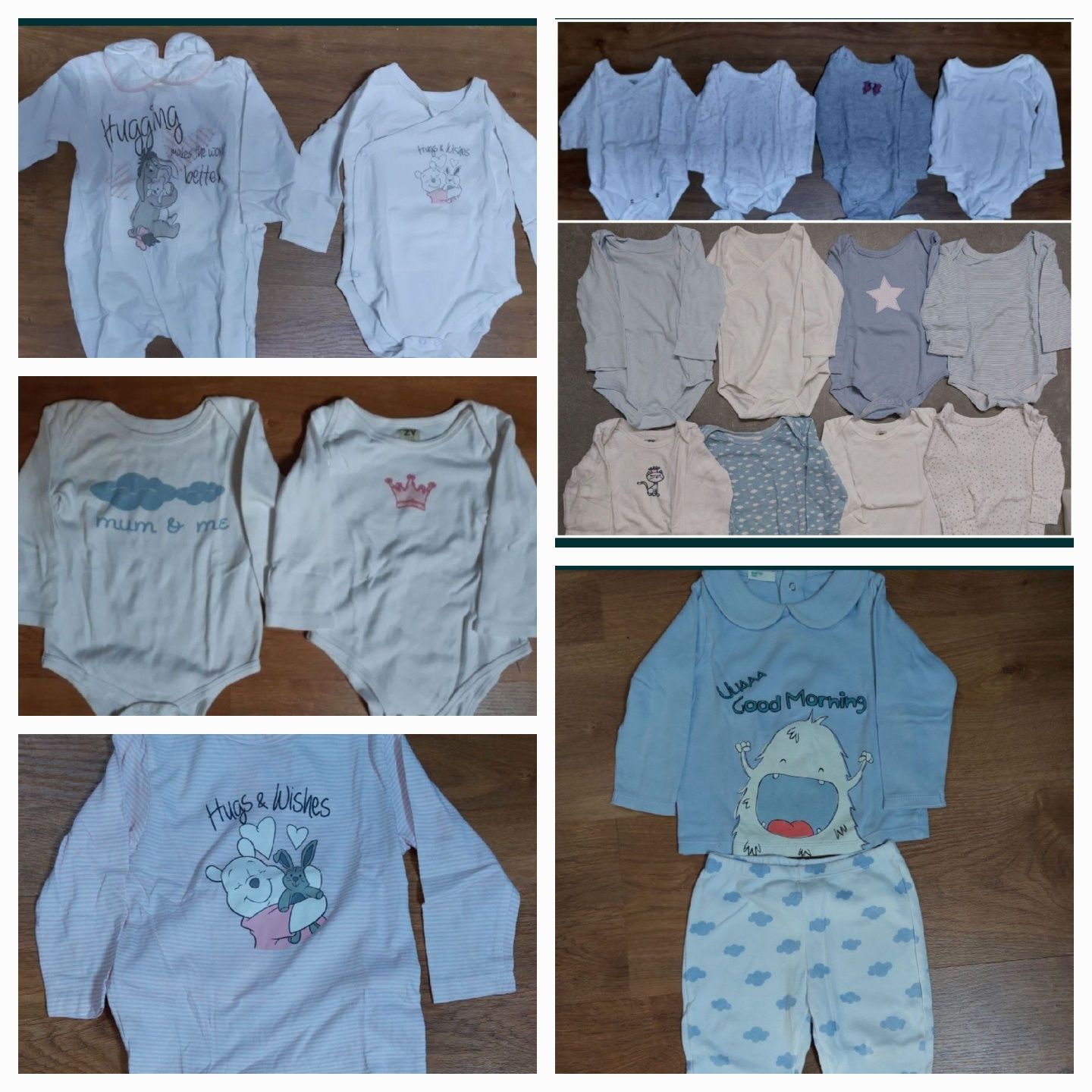 Pijamas e bodys de algodão e polares dos 9 aos 18 meses.