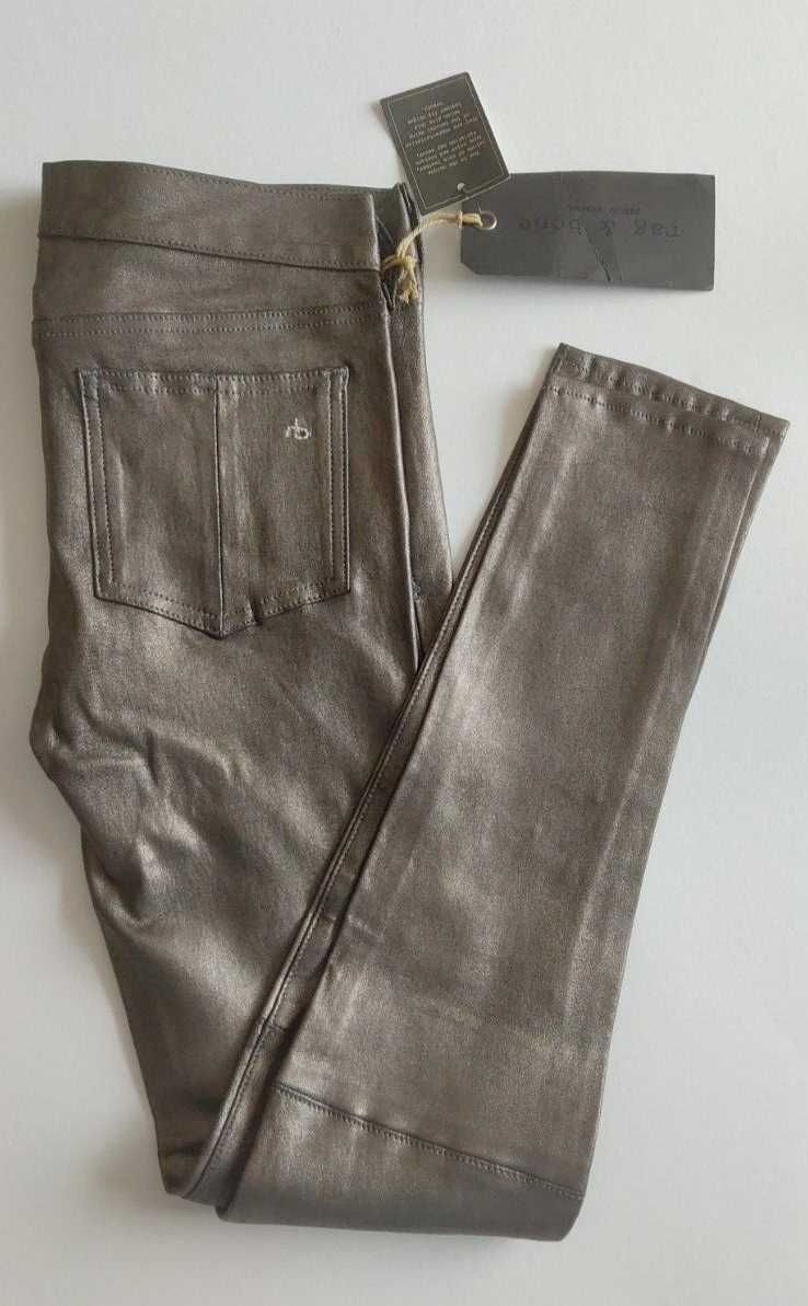 Rag & Bone Новые 100% натуральная Кожа Кожаные Брюки $1100 26 металлик