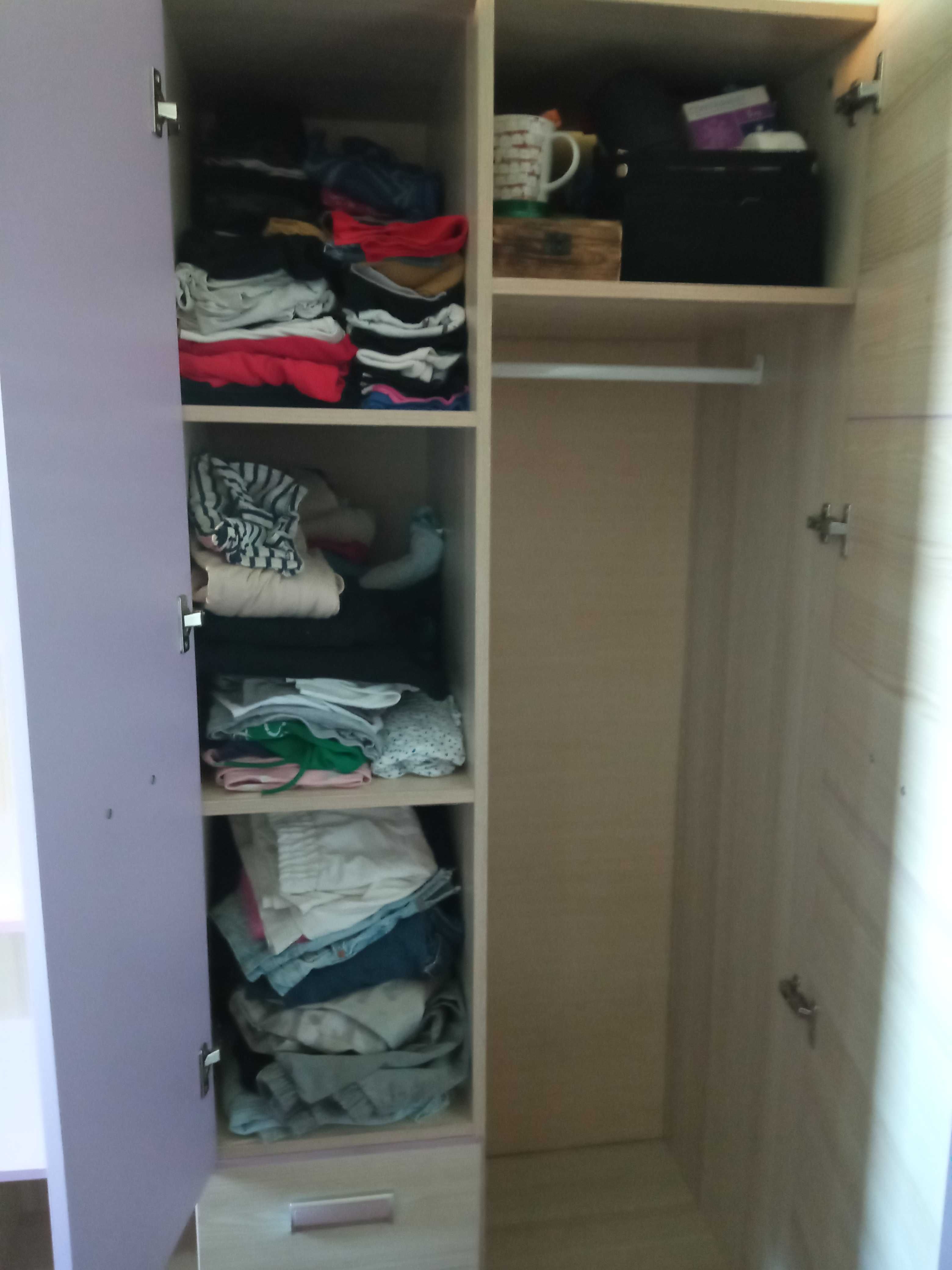 Szafa ubraniowa dziecięca Lorento jesion Coimbra/fiolet plus regał