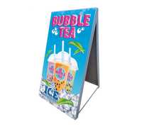 Potykacz reklamowy BUBBLE TEA GOFRY GRANITA LODY 100x50cm metalowy