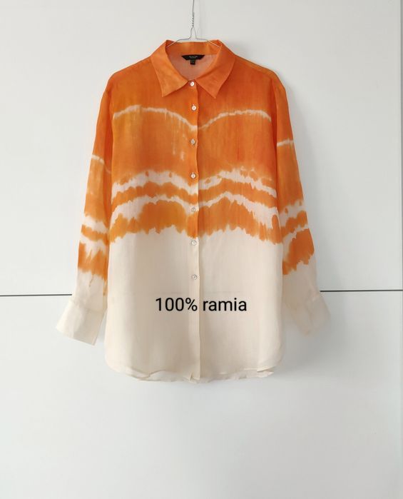 Koszula Massimo dutti 38 M pomarańczowa tye die kremowa letnia