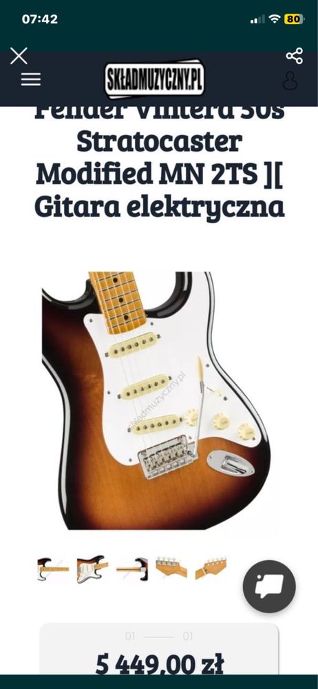 Fender stratocaster Vintera 50s Modified