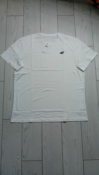 Nowy! T-shirt 4F męski biały XL z małym czarnym logo