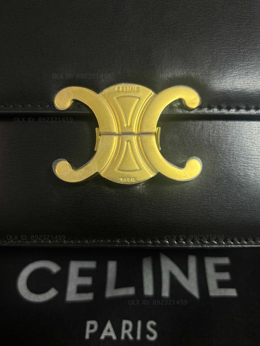 Celine Triomphe Classique 2025 Black Сумка Селин Триумф черная кожаная