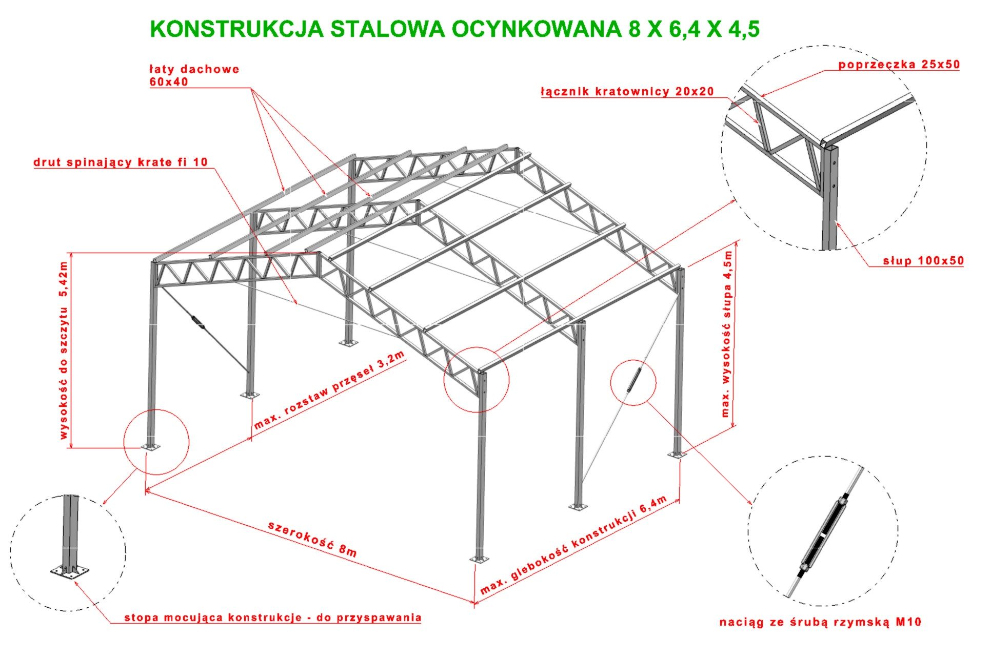 Konstrukcja stalowa garaż magazyn wiata hala