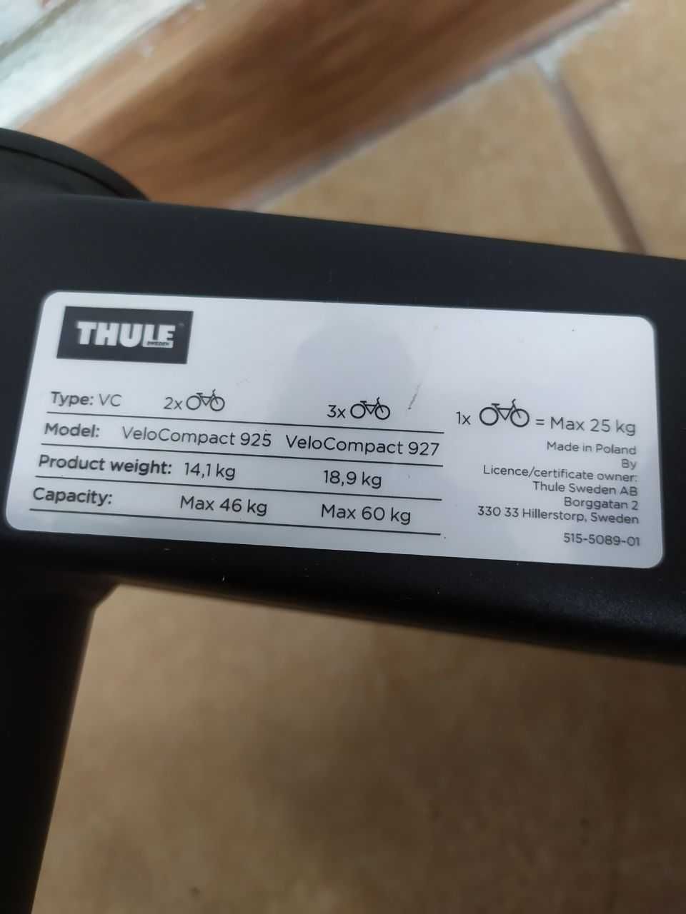 Thule VeloCompact 927 - Велокріплення на 3 велосипеди