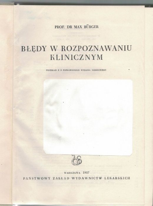 Błędy w rozpoznawaniu klinicznym Max Burger