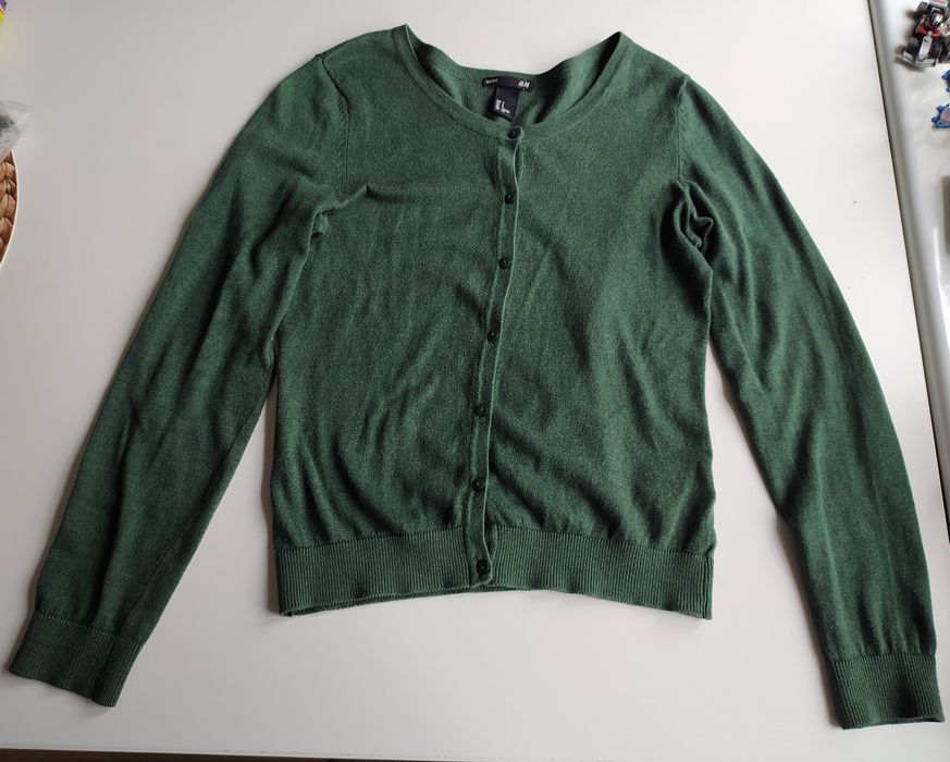 Ciemno zielony kardigan H&M basic S