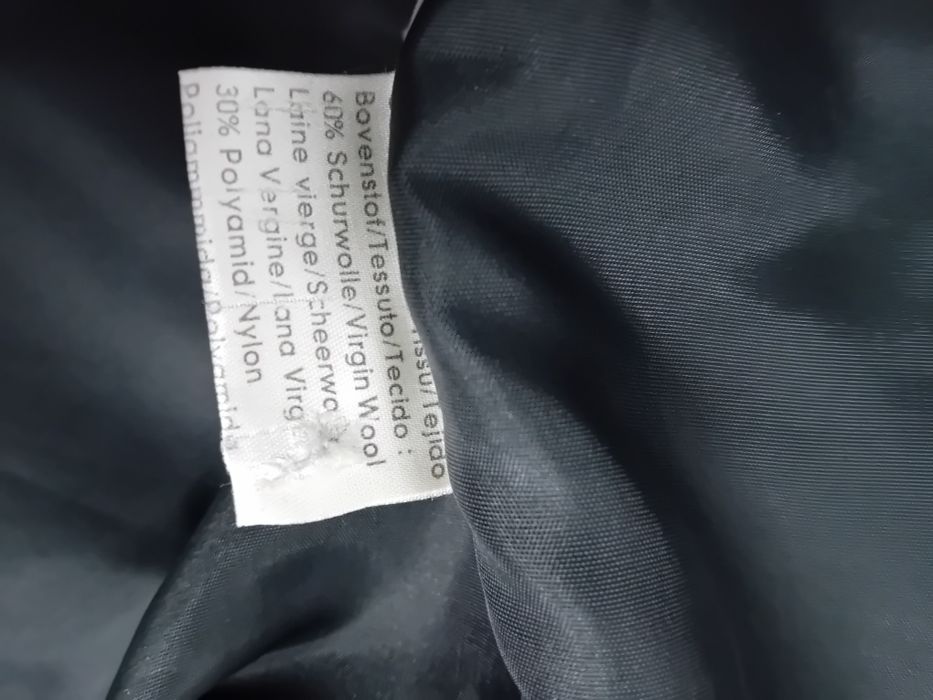 Czarny płaszcz z futrem naturalnym wełna z kaszmirem XXL