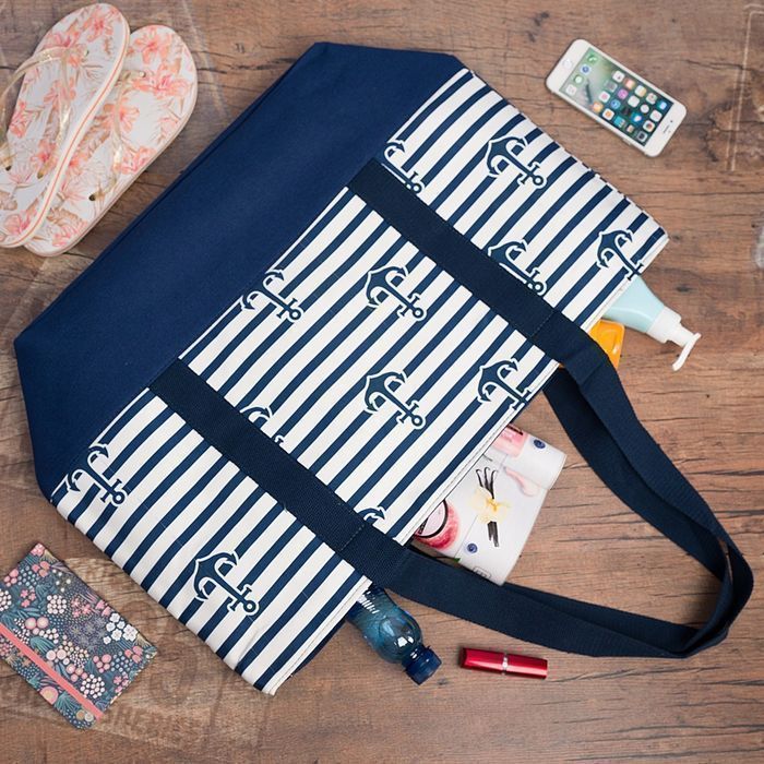 Duża Torba plażowa na lato rączki solidna marynarska